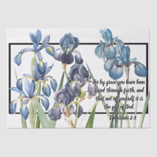 Mousseline Les fleurs bleues d'iris ont sauvé le papier de