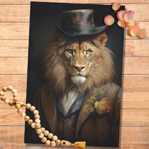 Mousseline Lion en costume, Casquette avec fleurs 1 papier dé