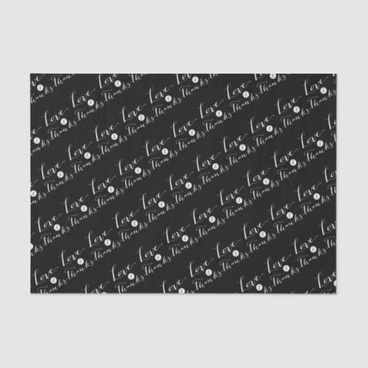 Mousseline Love & Merci Script Calligraphie Chic Tissu Papier (Recto)