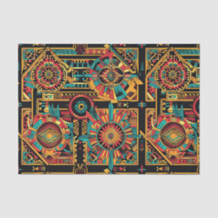 Mousseline Luxueux Beige "Aztec Dream" Papier Tissu Texté