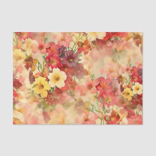 Mousseline Magnifique tableau de fleurs papier de tissus (Recto)