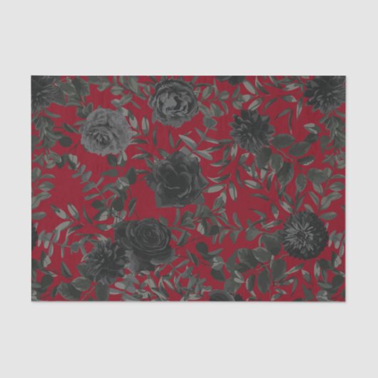 Mousseline Mariage gothique rouge et noir Rose papier (Recto)