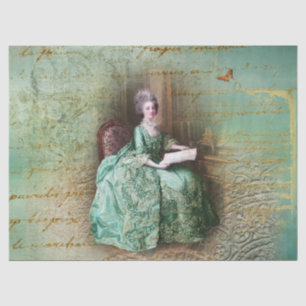 Mousseline Marie Antoinette Papier Tissu Turquoise