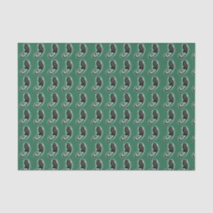 Mousseline Marmoset mignon sur papier de tissu vert