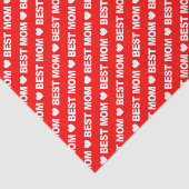 Mousseline Meilleure maman blanche sur papier de tissus rouge (Détail)