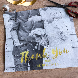Mousseline Merci photo mariage Gold Script papier tissu