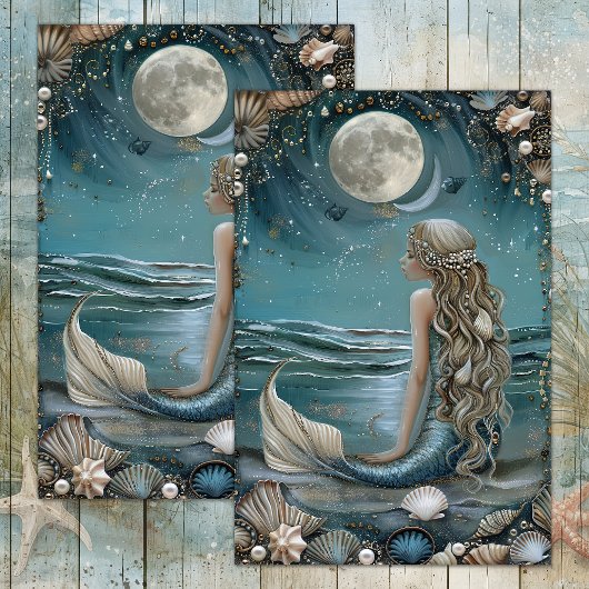 MOUSSELINE MERMAID BY MOONLIGHT DECOUPAPAGE TISSUE PAPIER