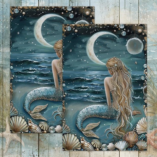 MOUSSELINE MERMAID BY MOONLIGHT DECOUPAPAGE TISSUE PAPIER