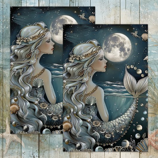 MOUSSELINE MERMAID BY MOONLIGHT DECOUPAPAGE TISSUE PAPIER