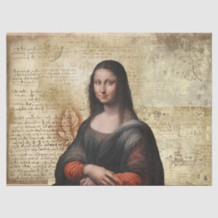 Mousseline Mona Lisa avec da Vinci Notes Papier Tissu