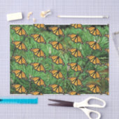 Mousseline Monarques en papier de tissus sur bouges de pin (Artisanat)
