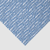 Mousseline Mots de Noël Papier de tissus bleu et blanc (Détail)