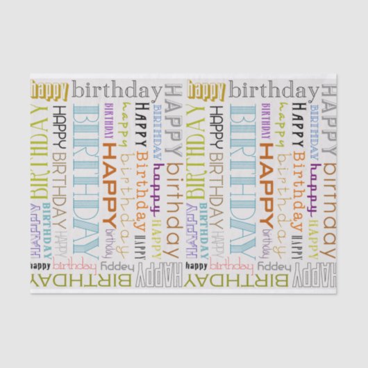 Mousseline Multicolor Bonne Typographie Anniversaire Papier T (Recto)