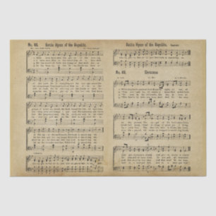 Mousseline Musique de Noël ancienne sur papier antique
