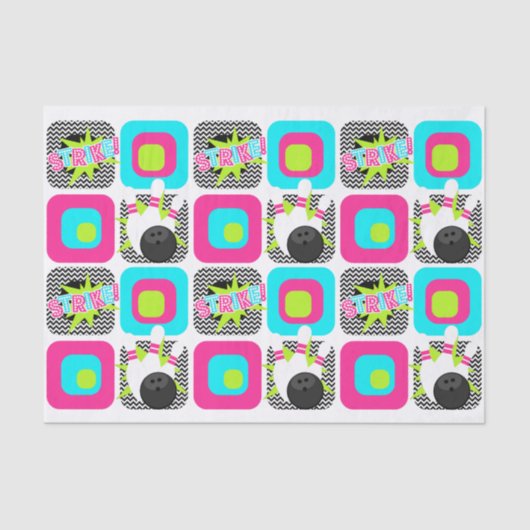 Mousseline Neon Bowling Chevron Wrapon Papier Tissu (Recto)