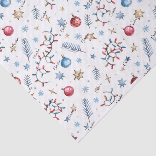 Mousseline Nom du script 3 feuilles Papier Tissu Whimsy Noël (Détail)