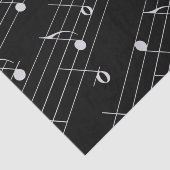 Mousseline Notes de musique blanche sur papier de tissus noir (Détail)