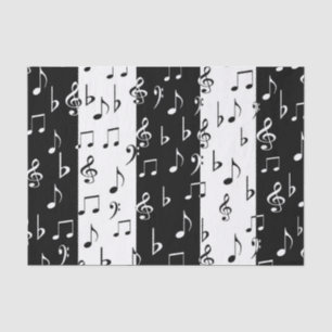 Mousseline Notes musicales noires et blanches - Papier de tis