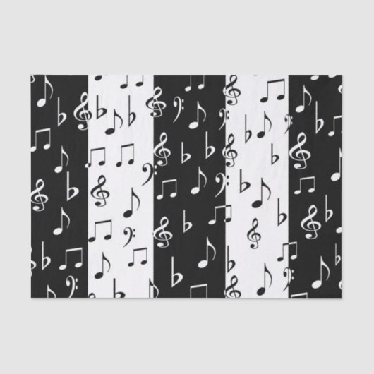 Mousseline Notes musicales noires et blanches - Papier de tis (Recto)