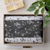 Mousseline Notes musicales noires et blanches - Papier de tis (Cadeau)