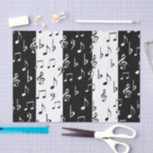 Mousseline Notes musicales noires et blanches - Papier de tis (Artisanat)
