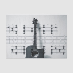 Mousseline Notes musicales Papier Tissu Guitare