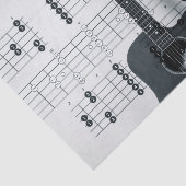Mousseline Notes musicales Papier Tissu Guitare (Détail)