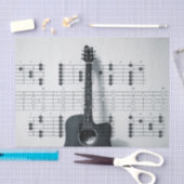 Mousseline Notes musicales Papier Tissu Guitare (Artisanat)