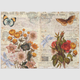 Mousseline Nouveau Décor Transfert Floral Découpage Papier Ti
