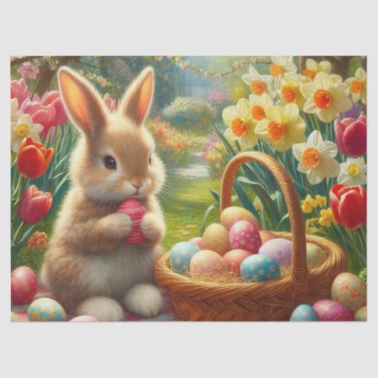 Mousseline Oeufs de Pâques et papier de tissus lapin lapin (Recto)