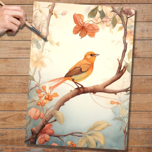 Mousseline Oiseau dans les fleurs 5 papier de découpage