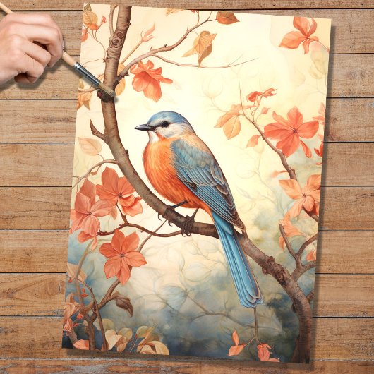 Mousseline Oiseau dans les fleurs 6 Papier de découpage