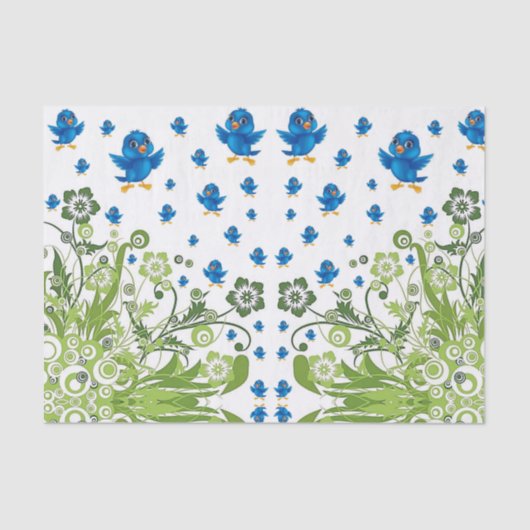 Mousseline Oiseaux de papier de tissu décoratif (Recto)