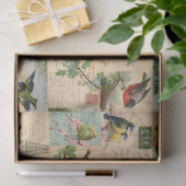 Mousseline Oiseaux et cartes postales Collage Ephemera Papier (Cadeau)