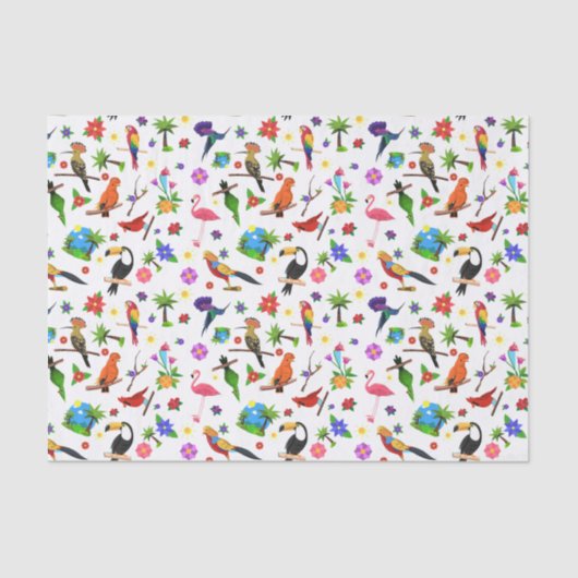 Mousseline Oiseaux et fleurs Papier de tissus (Recto)