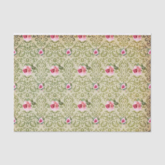Mousseline Olive Damask & Rose Tissu Papier