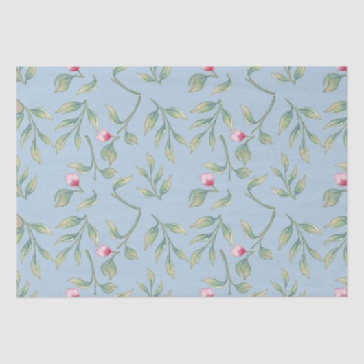 Mousseline Omphalodes Papier Tissu Floral Bleu (Recto)