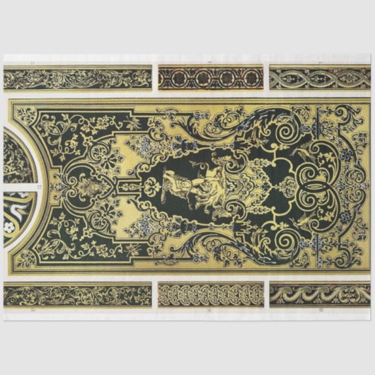 Mousseline Or architectural et papier découpage noir (Recto)