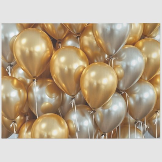 Mousseline or argent ballons papier de tissu (Recto)