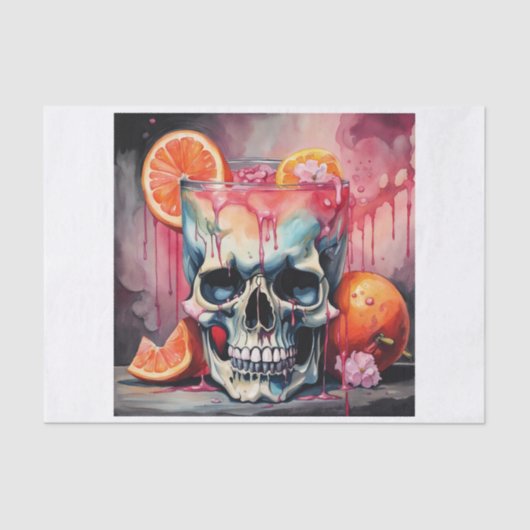 Mousseline Paloma Tropical Drink Skull Decoupage Papier (Recto)