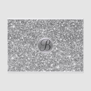 Mousseline Papier à Lettre Initiale Monogramme Pailleté Argen