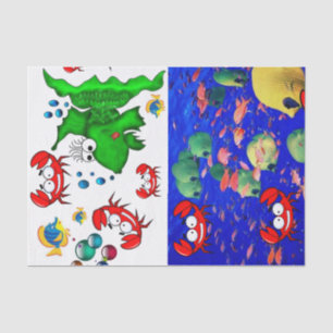 Mousseline Papier à papier de tissus Crabe de poisson Océan