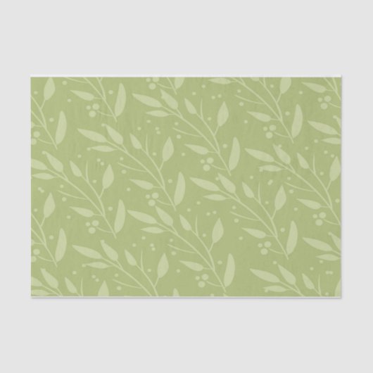 Mousseline Papier à papier vert fleuri (Recto)