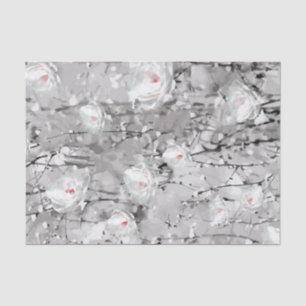 Mousseline Papier à tôle noir et blanc à fleurs de neige Abst