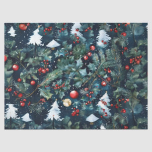 Mousseline Papier artisanal de découpage de Noël Holly et Pin