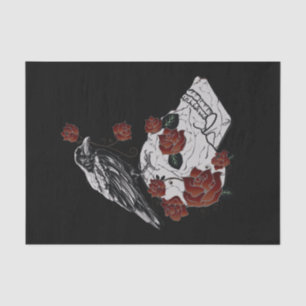 Mousseline Papier cadeau corbeau, crâne et Rose