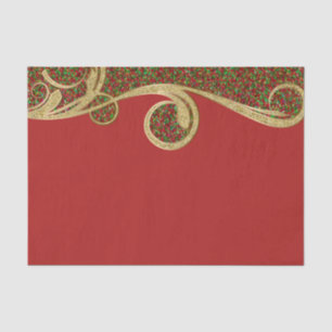 Mousseline Papier Cadeau Fêtes de Noël Glamour Vert Rouge Or
