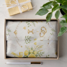 Papier cadeau floral jaune pour mariage et fiançai