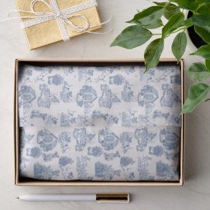 Mousseline Papier cadeau Toile de Jouy française bleue pour J