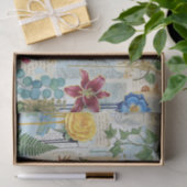 Mousseline Papier de collage botanique artisanal (Cadeau)
